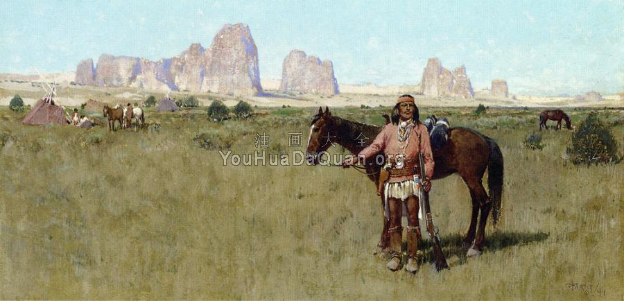 Warrior and Teepees - 亨利·法尔尼